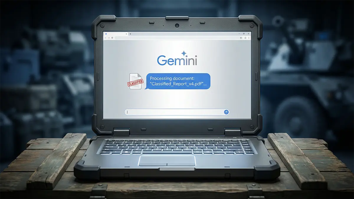 Ein Militär Laptop mit Google